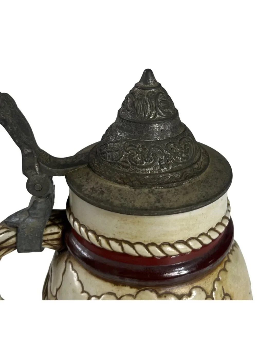 Vintage Avon Ceramic Beer Stein Broken‎ Pewter Lid Nautical Scene 1977